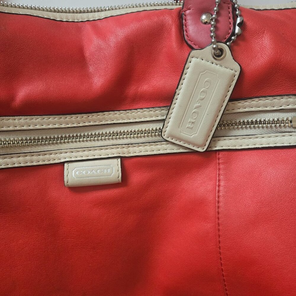 Coach Daisy Spectator Leather Tote F23922 SV/Vermillion - Picture 3 of 9
